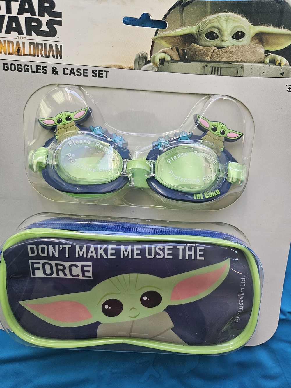 Star Wars Kids Swim Goggles & Case – Green and Blue Baby Yoda Design